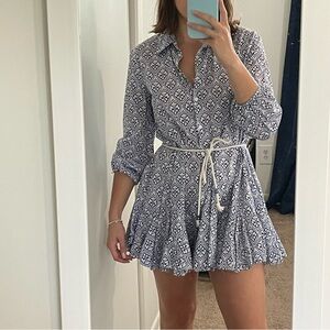 Zara Navy and White Geometric Mini Dress